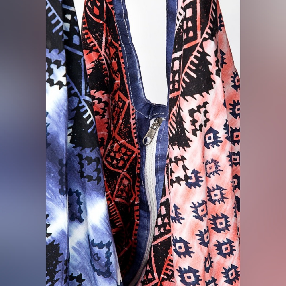 Boho Chic Patriotic Tie Dyed Hobo Beach Yoga Shoulder Bag -Ethnic Inspired Print - Picture 7 of 8